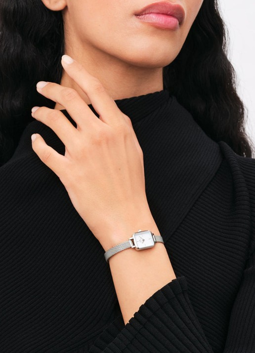 Daniel Wellington Quadro Mini horloge DW00100726 - voorkant 2 zilver