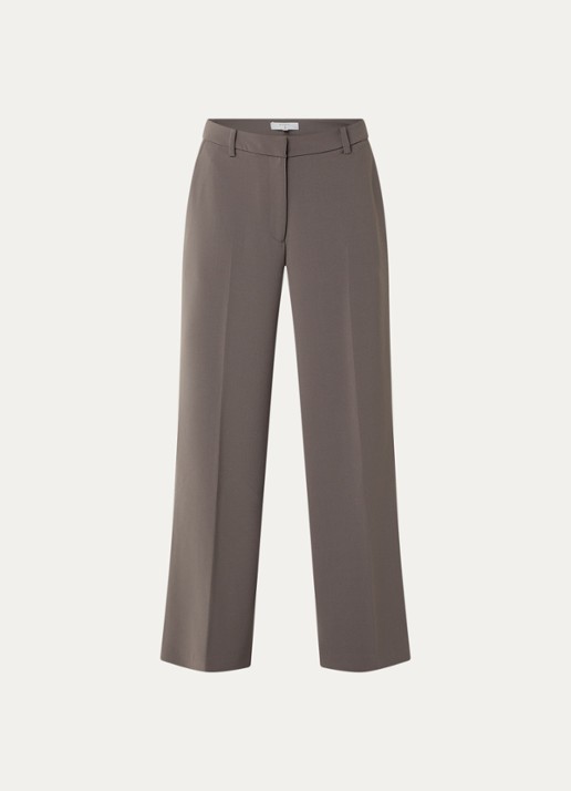 Dante 6 Alain high waist wide fit pantalon met persplooi - voorkant 2 grijs
