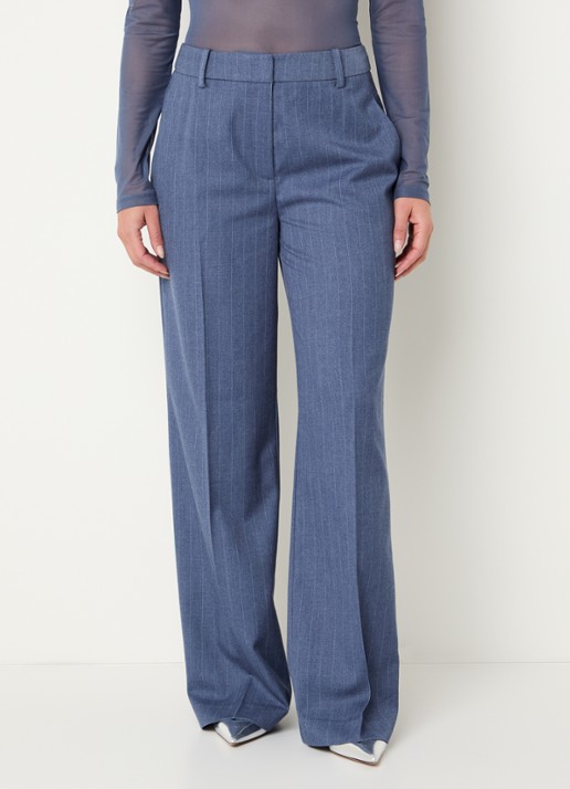 Dante 6 Alain mid waist wide fit pantalon met krijtstreep
