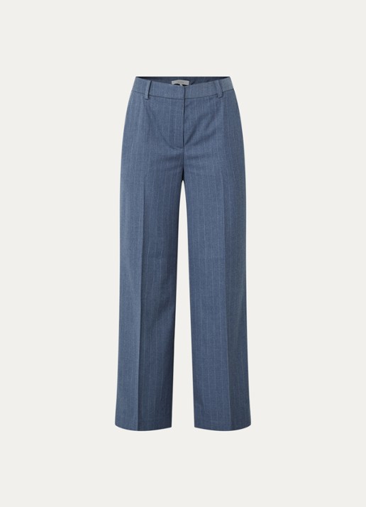 Dante 6 Alain mid waist wide fit pantalon met krijtstreep - voorkant indigo