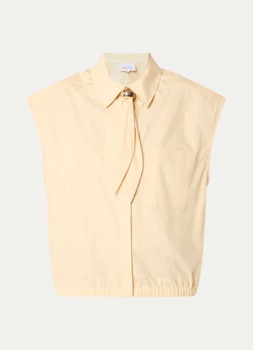 Dante 6 Alcon mouwloze blouse met sjaalkraag - voorkant 3 lichtgeel
