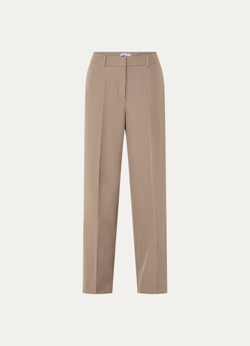 Dante 6 Aries high waist straight fit pantalon met klepzakken - voorkant 2 lichtbruin