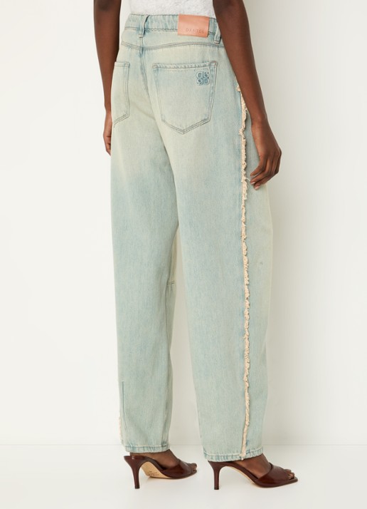 Dante 6 Brave high waist balloon fit jeans met gerafeld detail - achterkant indigo