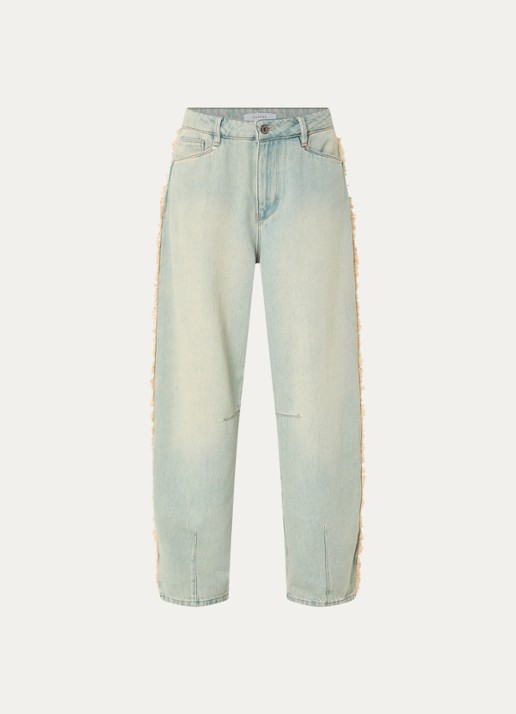 Dante 6 Brave high waist balloon fit jeans met gerafeld detail - voorkant 4 indigo