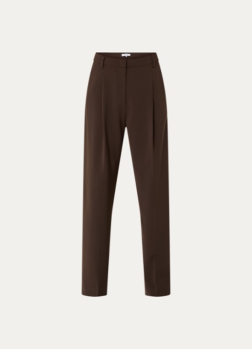 Dante 6 Chad high waist loose fit broek met steekzakken - voorkant 2 donkerbruin