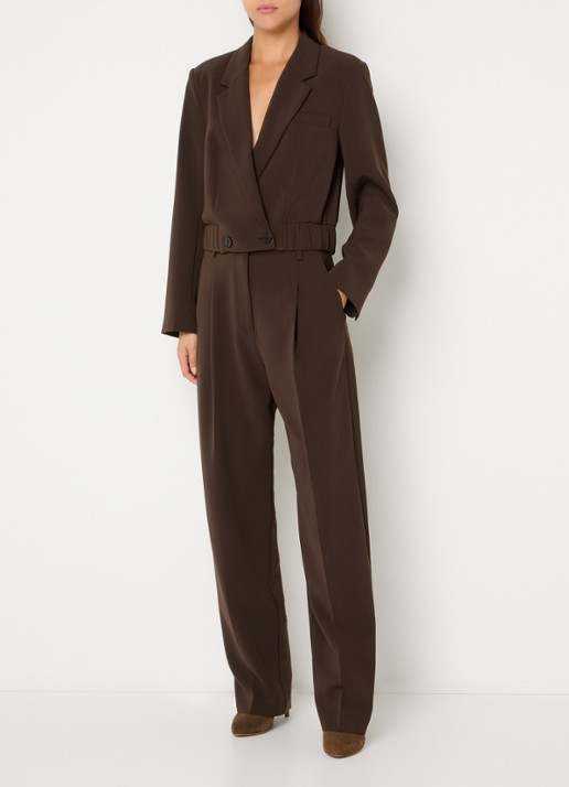 Dante 6 Chad high waist loose fit broek met steekzakken - voorkant 3 donkerbruin