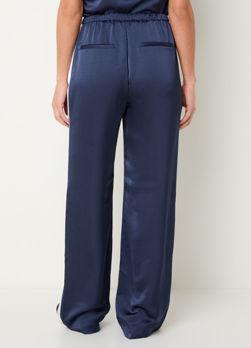Dante 6 Dare mid waist straight fit trackpants van satijn - achterkant indigo
