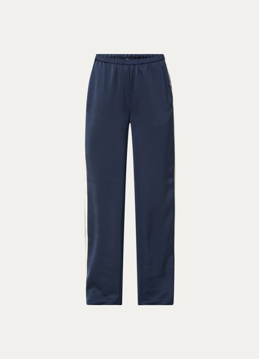 Dante 6 Dare mid waist straight fit trackpants van satijn - voorkant 2 indigo
