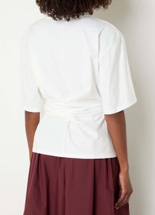 Dante 6 Dori T-shirt met geknoopt detail - achterkant 4 wit