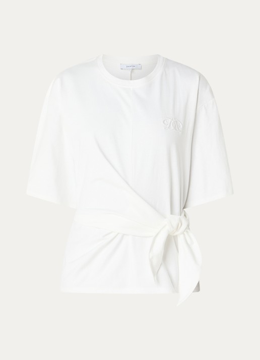 Dante 6 Dori T-shirt met geknoopt detail - voorkant wit