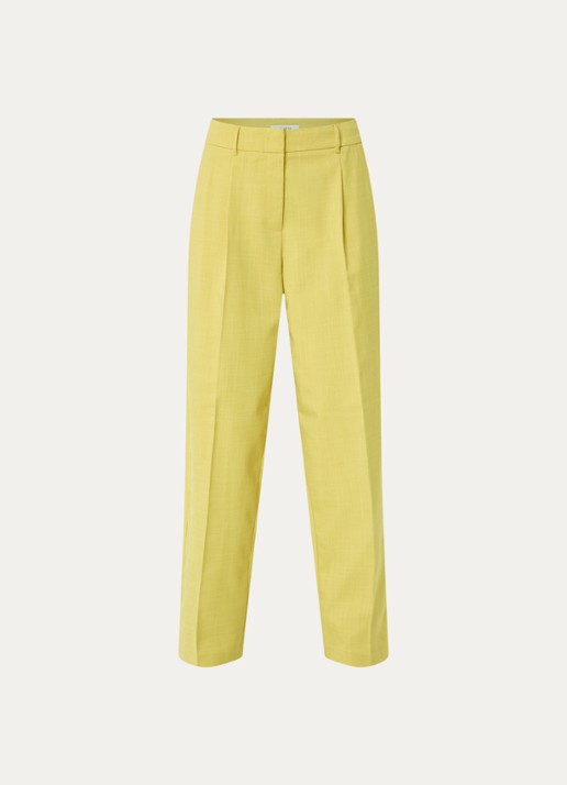 Dante 6 Douce high waist tapered fit pantalon met persplooi - voorkant 2 citroengeel