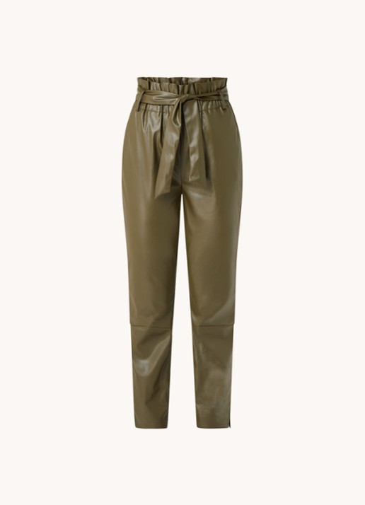 Dante 6 Duncan high waist tapered fit broek van imitatieleer - voorkant 2 groen
