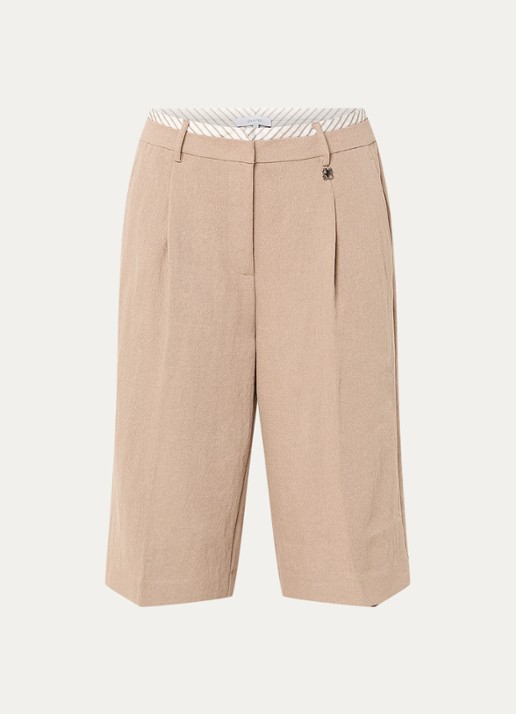 Dante 6 Emra mid waist straight fit jorts met steekzakken - voorkant 2 zand