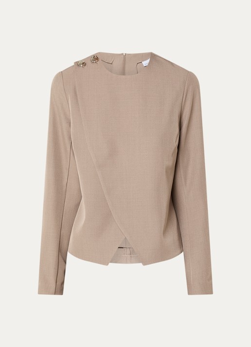 Dante 6 Gillian asymmetrische top met overslag - voorkant 2 lichtbruin