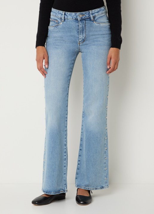 Dante 6 Glam high waist straight fit jeans met lichte wassing en studs