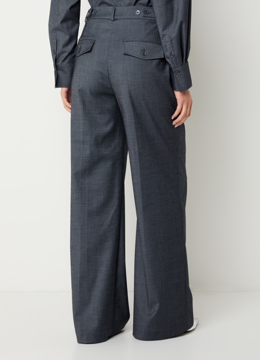 Dante 6 Gomo high waist wide fit pantalon met steekzakken - achterkant 3 donkergrijs