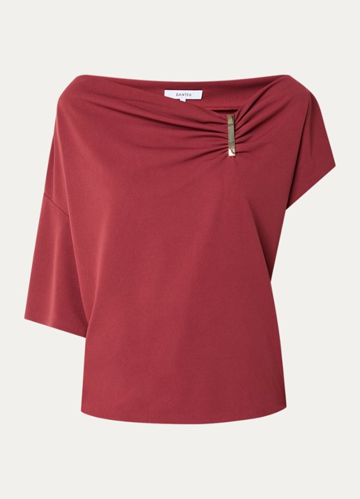 Dante 6 Gou top met asymmetrische mouw - voorkant 2 bordeauxrood
