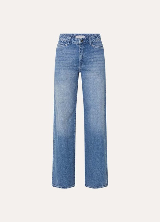 Dante 6 High waist wide leg jeans met medium wassing - voorkant indigo