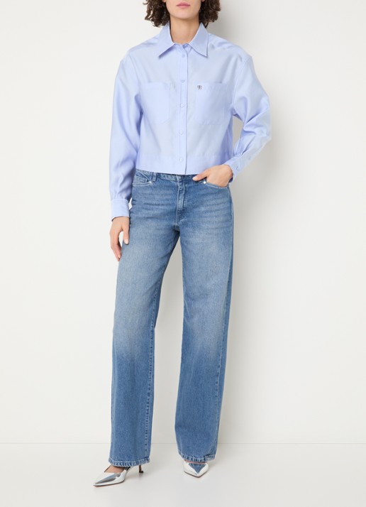Dante 6 High waist wide leg jeans met medium wassing - voorkant 2 indigo