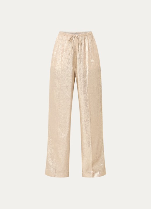 Dante 6 Ido high waist straight fit pantalon met steekzakken - voorkant goud