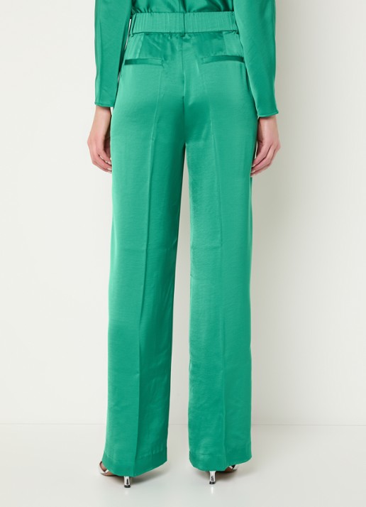 Dante 6 Jules high waist straight fit broek van satijn - achterkant groen