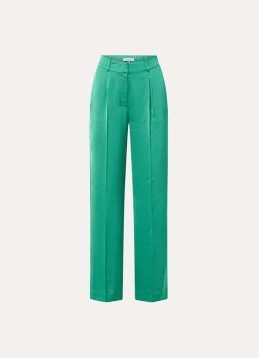Dante 6 Jules high waist straight fit broek van satijn - voorkant 3 groen