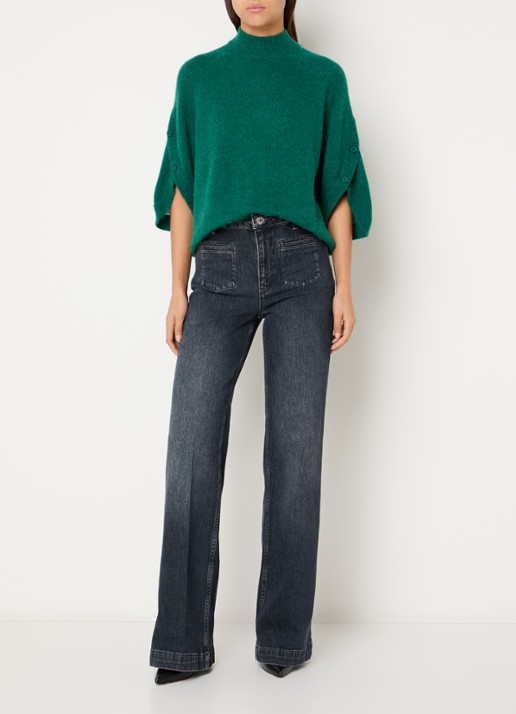 Dante 6 Kendell mid waist flared jeans met gekleurde wassing - voorkant 4 antraciet