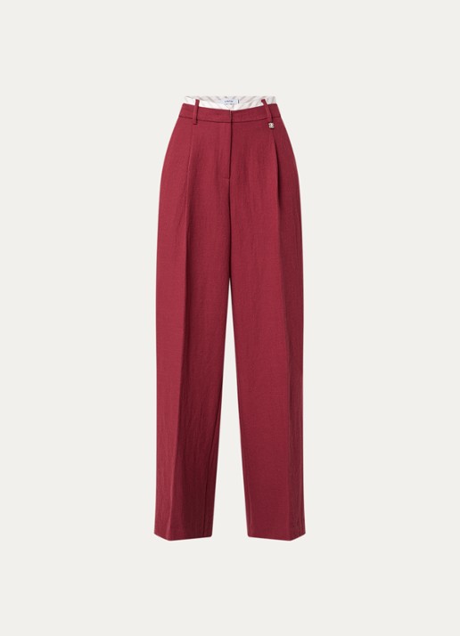 Dante 6 Kenila high waist wide fit pantalon met steekzakken - voorkant donkerrood