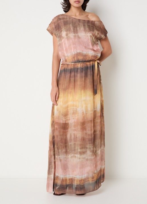 Dante 6 Kylan one shoulder maxi jurk met lurex en print