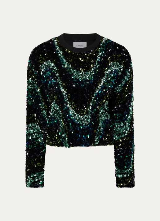 Dante 6 Lizy sweater met pailletten - voorkant groen