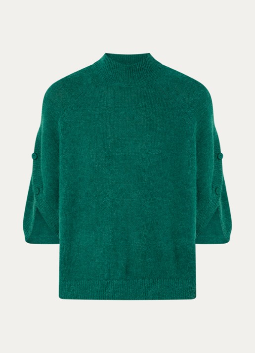 Dante 6 Mahani grofgebreide trui in wolblend met opstaande kraag - voorkant 3 groen