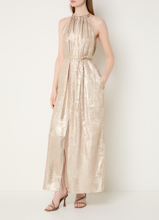 Dante 6 Maxi jurk met lurex en strikceintuur