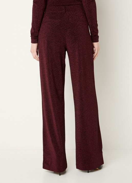 Dante 6 Noemia high waist straight fit pantalon met lurex - achterkant bordeauxrood