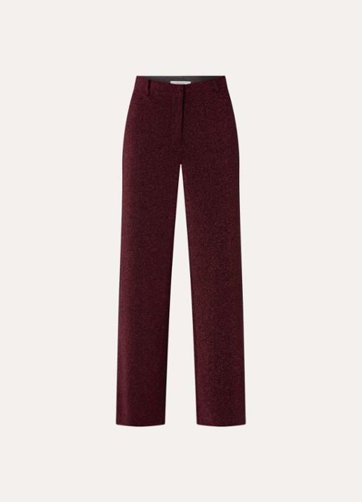 Dante 6 Noemia high waist straight fit pantalon met lurex - voorkant 2 bordeauxrood