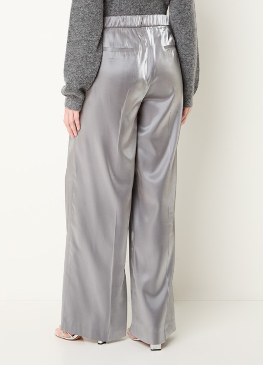 Dante 6 Purity mid waist wide fit pantalon met glanzende finish - achterkant zilver