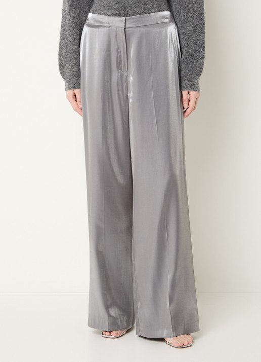 Dante 6 Purity mid waist wide fit pantalon met glanzende finish