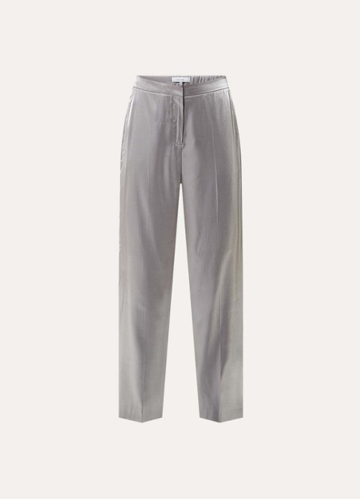 Dante 6 Purity mid waist wide fit pantalon met glanzende finish - voorkant 2 zilver