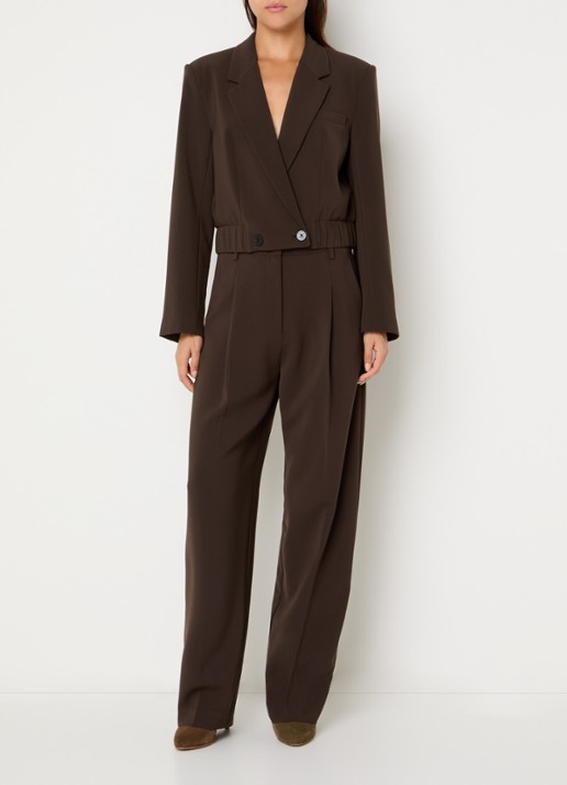 Dante 6 Reilley cropped blazer met borstzak - voorkant 2 donkerbruin