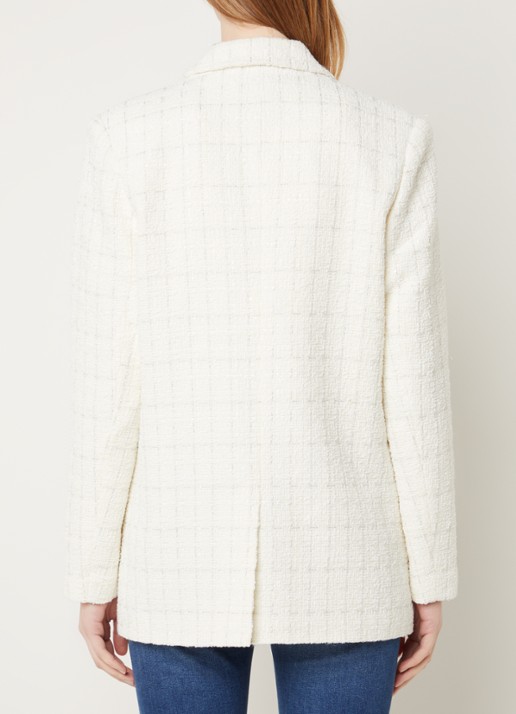 Dante 6 Renoir double-breasted blazer van bouclé met klepzakken  - achterkant 3 creme