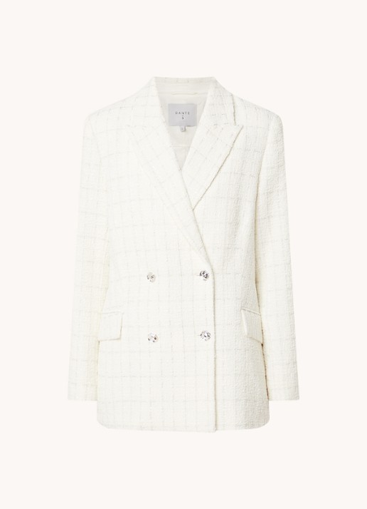 Dante 6 Renoir double-breasted blazer van bouclé met klepzakken  - voorkant creme