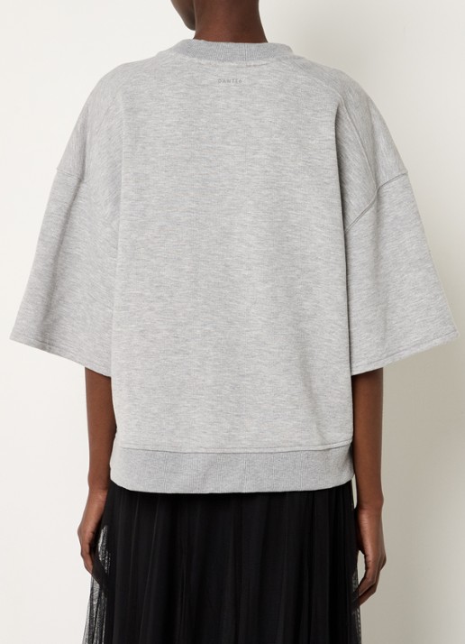 Dante 6 Rogue sweater met gemêleerd dessin en borduring - achterkant 3 grijs