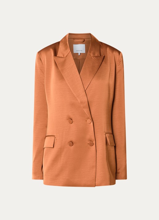 Dante 6 Sevignu blazer van satijn met steekzakken - voorkant 2 oranjebruin