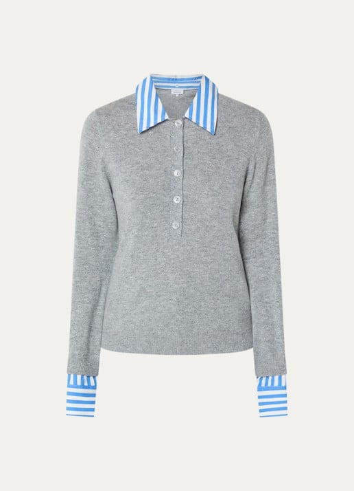Dante 6 Thames sweater met kraag - voorkant grijs