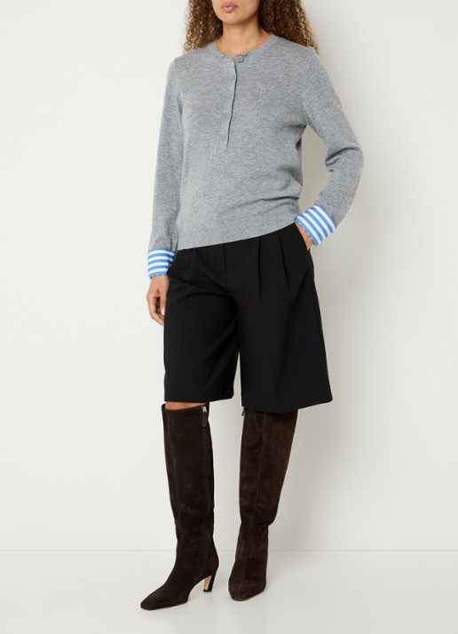 Dante 6 Thames sweater met kraag - voorkant 2 grijs