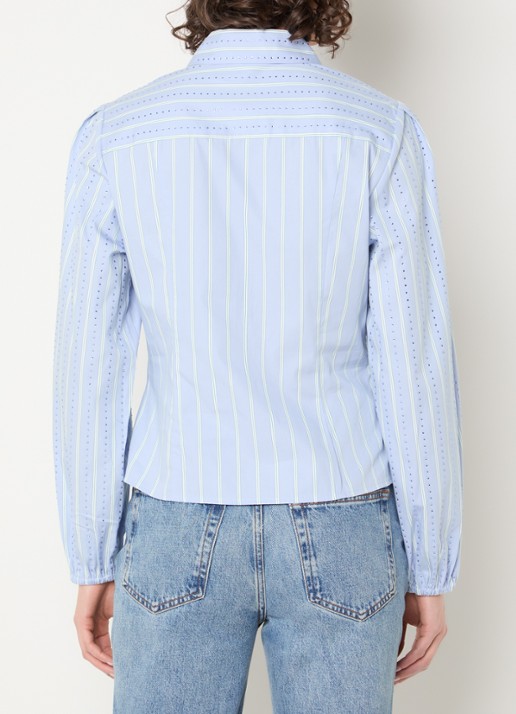 Dante 6 Therese blouse met strass en streepprint - achterkant 4 lichtblauw