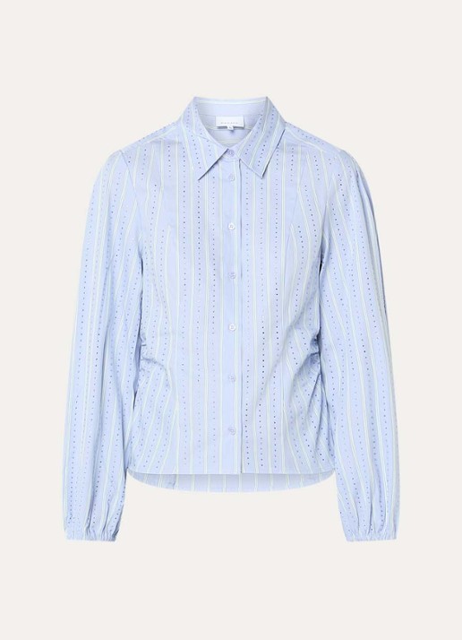 Dante 6 Therese blouse met strass en streepprint - voorkant lichtblauw
