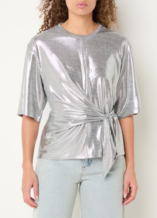 Dante 6 Uxia top met metallic finish en geknoopt detail