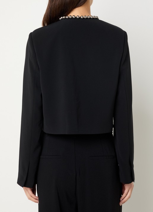 Dante 6 Virgo cropped blazer met kralendecoratie - achterkant zwart