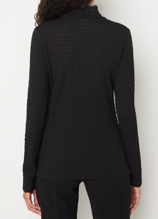 Dante 6 Zane longsleeve met structuur en opstaande kraag - achterkant 5 zwart