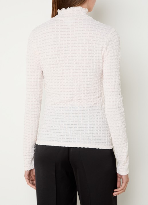 Dante 6 Zane longsleeve met structuur en opstaande kraag - achterkant 4 creme